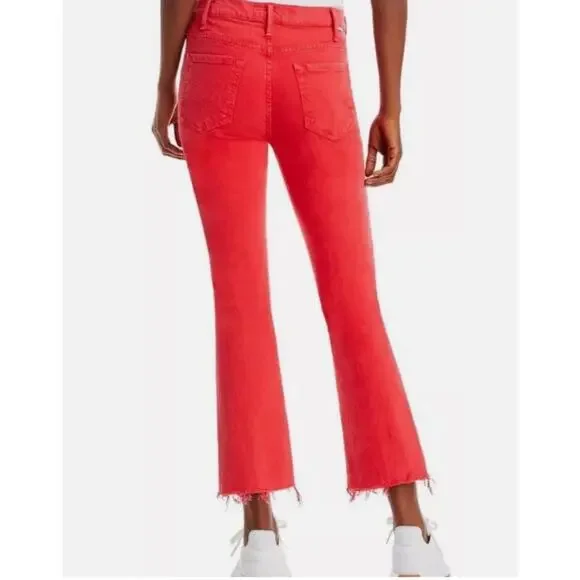 Mother Superior The Hustler Ankle Fray Jeans The Devil May Care Mars Red Sz 28 - Picture 2 of 15